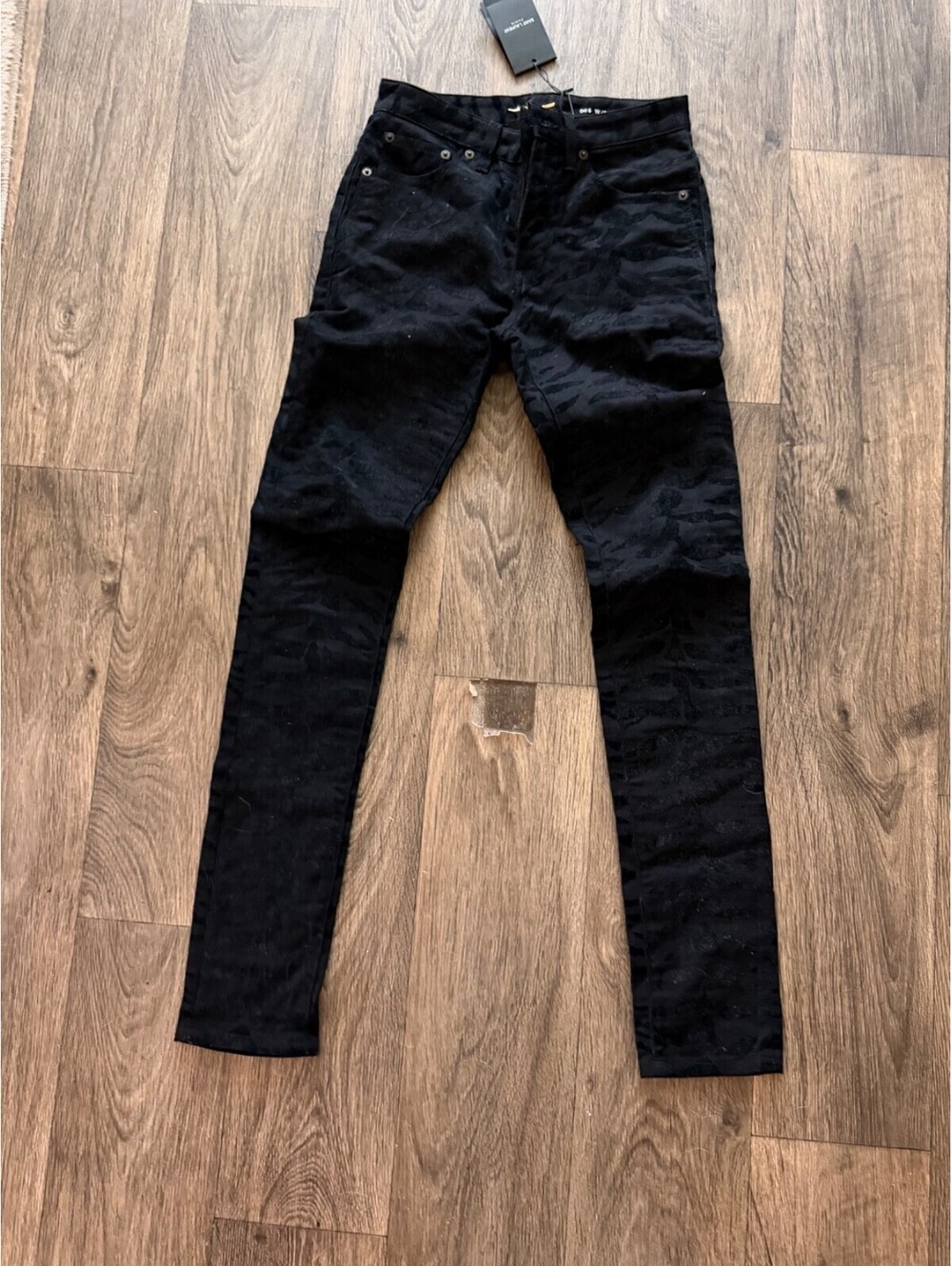 Saint Laurent velour zebra-striped skinny jeans